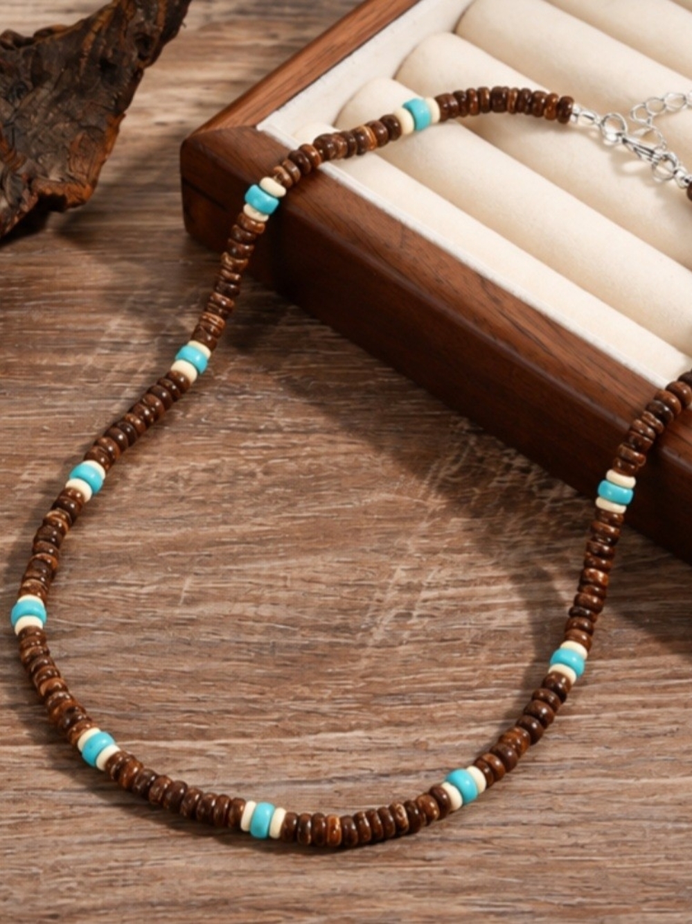 Handmade Brown and Turquoise Beaded Necklace